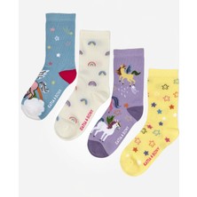 Katia & Bony Kız Çocuk Unicorn Desenli 4'lü Paket Soket Çorap