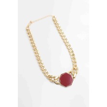 Glare Jewellery Bordo Detaylı Vip Zincir Kolye