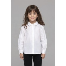 Kız Çocuk Poplin Uzun Kollu Beyaz Gömlek