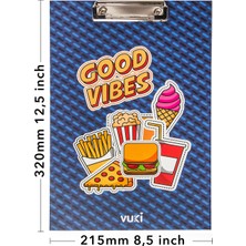 Vuki Sekreterlik Defter 2'li Kırtasiye Seti - Fast Food Desenli