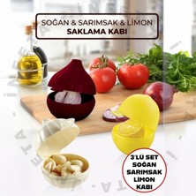 3'lü Set Soğan Sarımsak Limon Saklama Kabı