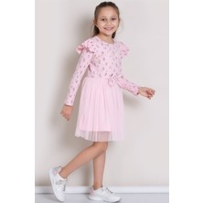 Pop Fashion Kız Çocuk Bayramlık Çiçek Desenli Tül Elbise | Şık ve Rahat Tasarım ❤️✨