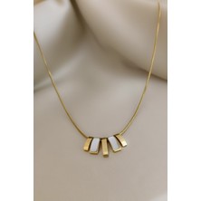 Cosita Gold Çubuk Totem Sedef Dolgu Minimal Şık Günlük Çelik Kolye
