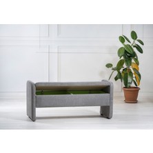Moda Puf Sandıklı Gri Keten Bench