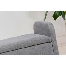 Moda Puf Sandıklı Gri Keten Bench