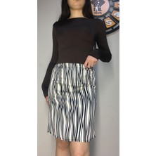 Işıl Tekstil Kahverengi Çizgili Mini