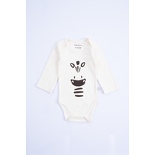 Boumini Uzun Kollu Pamuklu Bebek Çıtçıtlı Body Ekru Zürafa