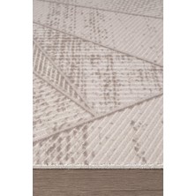 Leon LN003K Bej Halı Modern Desen Pamuk Taban Akrilik Tozuaz Salon Yatak Odası Koridor Halısı