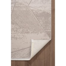 Leon LN003K Bej Halı Modern Desen Pamuk Taban Akrilik Tozuaz Salon Yatak Odası Koridor Halısı
