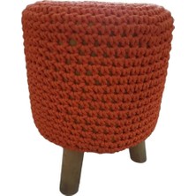 Es Dekor Home Scapes Örme Tabure 42 cm  Yükseklik Turuncu Mobilya Puf Pamuk Kumaş Tekstil Genişlik 32 cm  1 Adet
