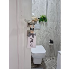 Dekoratif Boncuklu "WC" Yazılı Tuvalet Banyo Kapı Kolu Aksesuarı Ahşap Hediyelik Süs