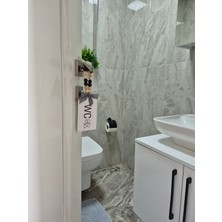 Dekoratif Boncuklu "WC" Yazılı Tuvalet Banyo Kapı Kolu Aksesuarı Ahşap Hediyelik Süs