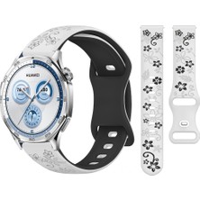 Sneezy Huawei Watch Gt2 Gt3 Gt4 Gt5 46MM Ile Uyumlu Floraflex Çiçek Desenli Silikon Kordon