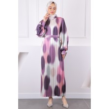 İmaj Butik Pembe Bel Kuşaklı Pileli Elbise