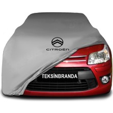 ULTRASHOP Citroen C4 (2007 - 2011) Gri Kumaş Araba Branda Logolu Kumaş Araba Brandası Penye Oto Branda