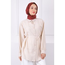 İmaj Butik Bej Bel Kuşaklı Gömlek