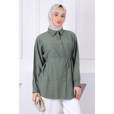 İmaj Butik Haki Bel Kuşaklı Gömlek