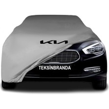 Kia K9 2 (2018 - )  Gri Kumaş Araba Branda Logolu Kumaş Araba Brandası Penye Oto Branda