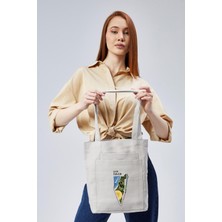 Çınar Bez Çanta 2 Cepli Filistin Baskılı Gri Gabardin Çanta