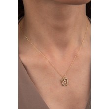 Fiyonk Kuyumculuk 14 Ayar Altın Taşlı O Harf Kolye