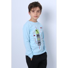 Erkek Çocuk Uzun Kollu Tshirt Stay True Baskılı Bisiklet Yaka E29