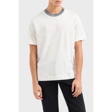 Emporio Armani Şerit Detaylı  Pamuk Regular Fit Sıfıt Yaka T Shirt Erkek T Shirt EM000853 AF12926 U0003