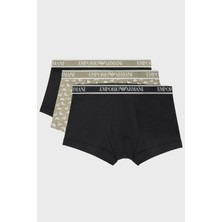 Emporio Armani Streç Pamuklu Logo Baskılı 3 Pack Boxer Erkek Boxer EM000370 AF10779 MC065