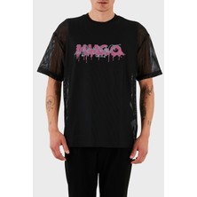Hugo Logo Efektli Oversize Fit Bisiklet Yaka File T Shirt Erkek T Shirt 50510000 001