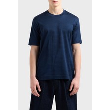 Emporio Armani Jakarlı Logo Baskılı Regular Fit Bisiklet Yaka T Shirt Erkek T Shirt EM000787 AF12916 FB224
