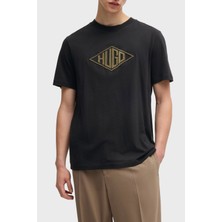 Hugo Pamuklu Geometrik Logo Nakışlı Regular Fit Bisiklet Yaka T Shirt Erkek T Shirt 50534934 001