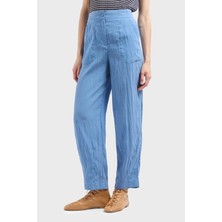 Emporio Armani Relaxed Fit Yüksek Bel Düz Paça Cupra Pantolon Bayan Pantolon EW000654 AF12644 U9324