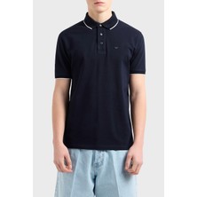 Emporio Armani Şeritli  Pamuk Düğmeli Polo Yaka T Shirt Erkek Polo Yaka T Shirt EM000858 AF12955 UB118