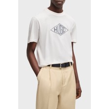 Hugo Pamuklu Geometrik Logo Nakışlı Regular Fit Bisiklet Yaka T Shirt Erkek T Shirt 50534934 102