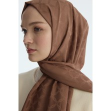 Cs Camellia Scarf Ipeksi Jakar Zincir Desen Şal - Açık Kahve