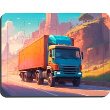 Kepçe ve Kamyonet 2 Adet 24 Parça Eğitici & Öğretici Ahşap Puzzle Yapboz