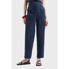 Emporio Armani Relaxed Fit Yüksek Bel Düz Paça Cupra Pantolon Bayan Pantolon EW000654 AF12644 UB097