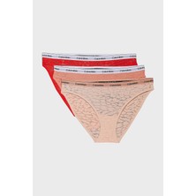Calvin Klein Logolu Yarı Şeffaf Tanga 3 Pack Külot 000QD5069EW5R Bayan Külot 000QD5069E W5R