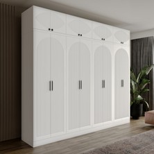 GuneyStore Ücretsiz Montaj Guneystore Oslo 8 Kapaklı Yüklüklü Komple Mdf Gardırop