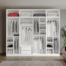 GuneyStore Ücretsiz Montaj Guneystore Oslo 8 Kapaklı Yüklüklü Komple Mdf Gardırop