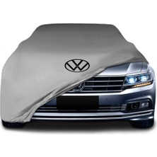 Volkswagen Phideon (2016 - ) Gri Kumaş Araba Branda Logolu Kumaş Araba Brandası Penye Oto Branda