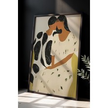 Soyut Sanat Doğal Ahşap Çerçeveli Duvar Tablosu