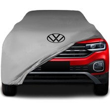 Volkswagen Tacqua  Gri Kumaş Araba Branda Logolu Kumaş Araba Brandası Penye Oto Branda