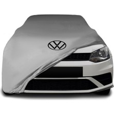 ULTRASHOP Volkswagen Polo 5 (2009 - 2017) Gri Kumaş Araba Branda Logolu Kumaş Araba Brandası Penye Oto Branda
