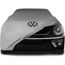 ULTRASHOP Volkswagen Beetle  Gri Kumaş Araba Branda Logolu Kumaş Araba Brandası Penye Oto Branda
