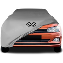 ULTRASHOP Volkswagen Polo 6 (2017 - 2020) Gri Kumaş Araba Branda Logolu Kumaş Araba Brandası Penye Oto Branda