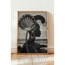 Artiera Siyah Beyaz Doğal Ahşap Çerçeveli Duvar Tablosu