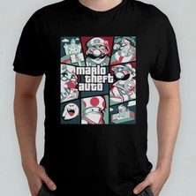 Pixxa Super Mario Bros Gta - Grand Theft Auto %100 Pamuklu Bisiklet Yaka T-Shirt Model 10