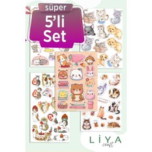 5'li Sevimli Kedi Sticker Set