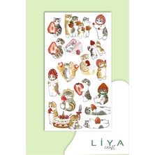 5'li Sevimli Kedi Sticker Set