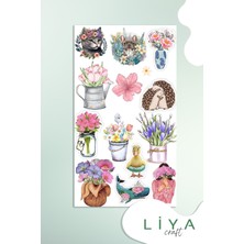 5'li Sevimli Sticker Vintage Girl Kadın Set Ajanda Bullet Journal Için Uygun Set